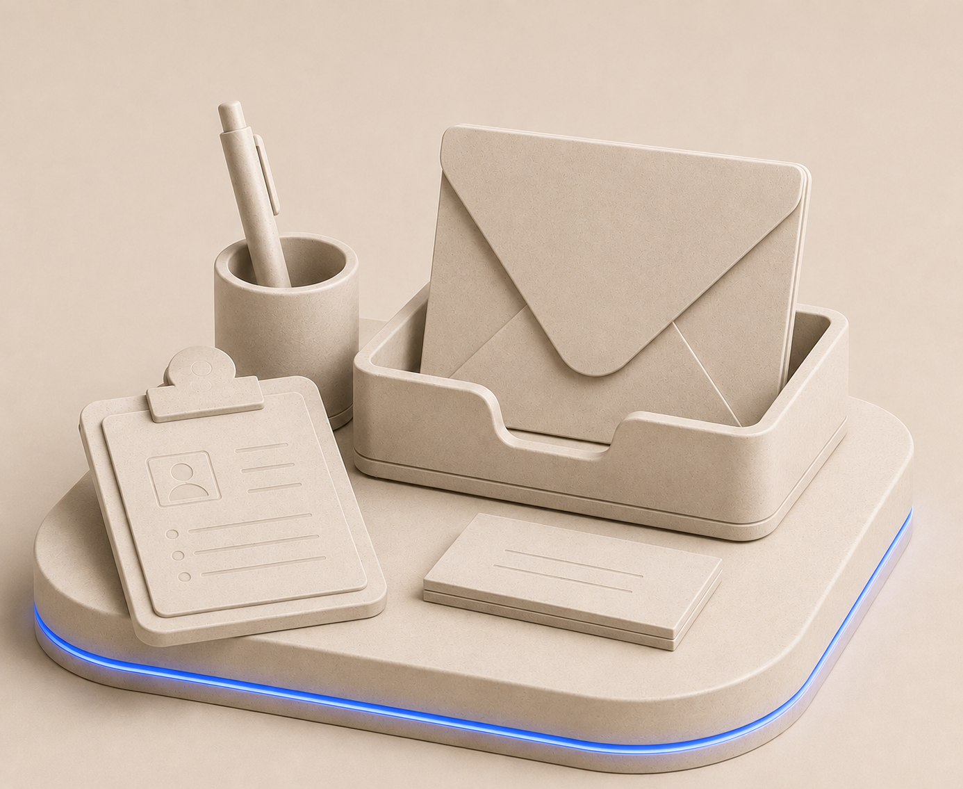 Stationery illustration — resume, pen and envelope for a general application